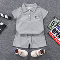 Modern Chic All-Season Minimalist Summer 2-Piece Boys' Pants Suit, Ages 1-6 | Color: Grey | Image 1