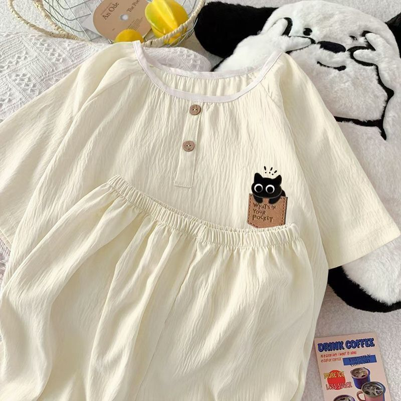 Modern Chic All-Season Minimalist Summer 1 Pair Women 's Short  Sleeve Sleep Set | Color: Style 3 | Image 2