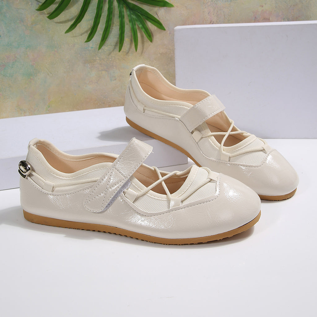 Modern Chic All-Season PU/Artificial Leather/Microfiber Leather Women's Flat Shoes | Color: Beige | Image 3