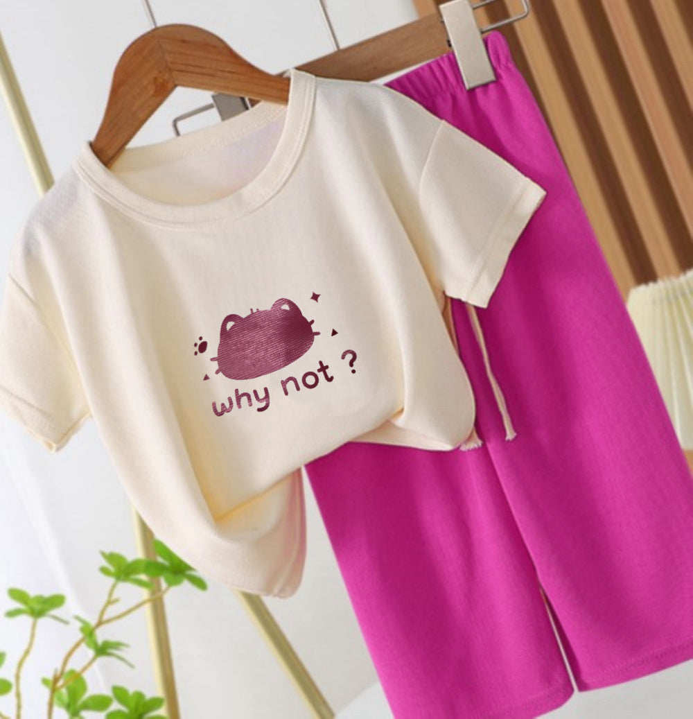 Modern Chic All-Season Minimalist Summer 2-Piece Girls' Pants Suit, Ages 2-9 | Color: Red | Image 1