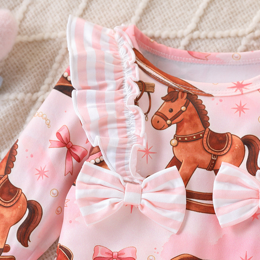 Trendy Autumn Baby Girls' Jumpsuit, Ages 0-6 Months | Color: Deep Brown | Image 2