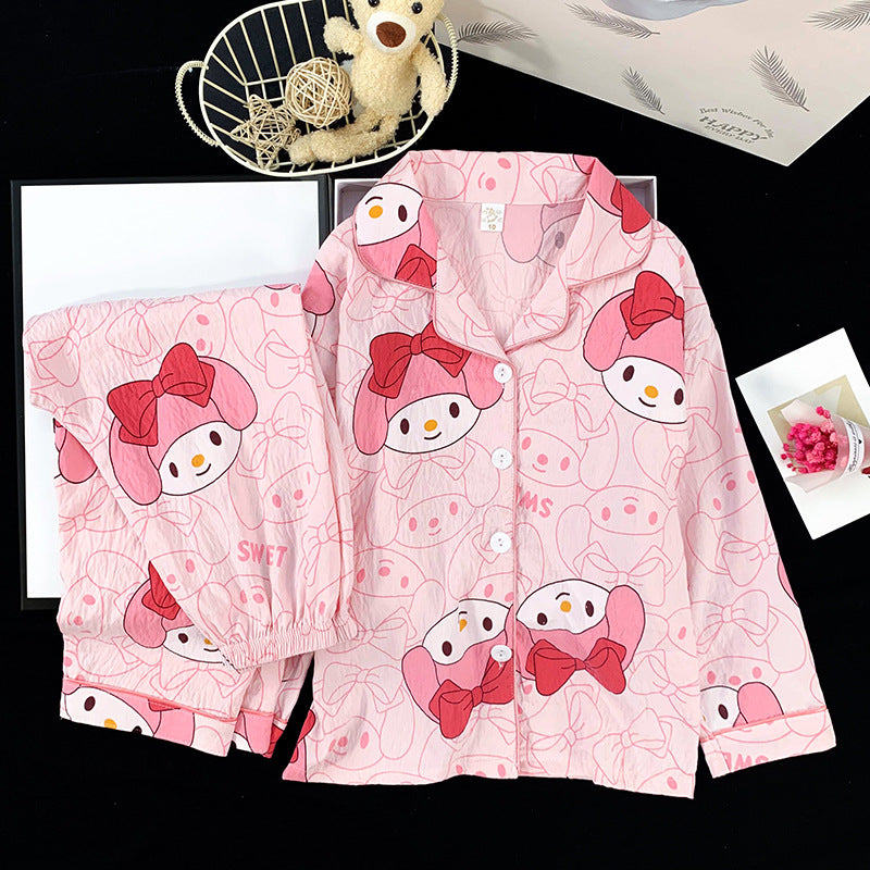 Casual Sporty Autumn 2-Piece Girls' Pajama Set, Ages 2-11 | Color: Style 2 | Image 1