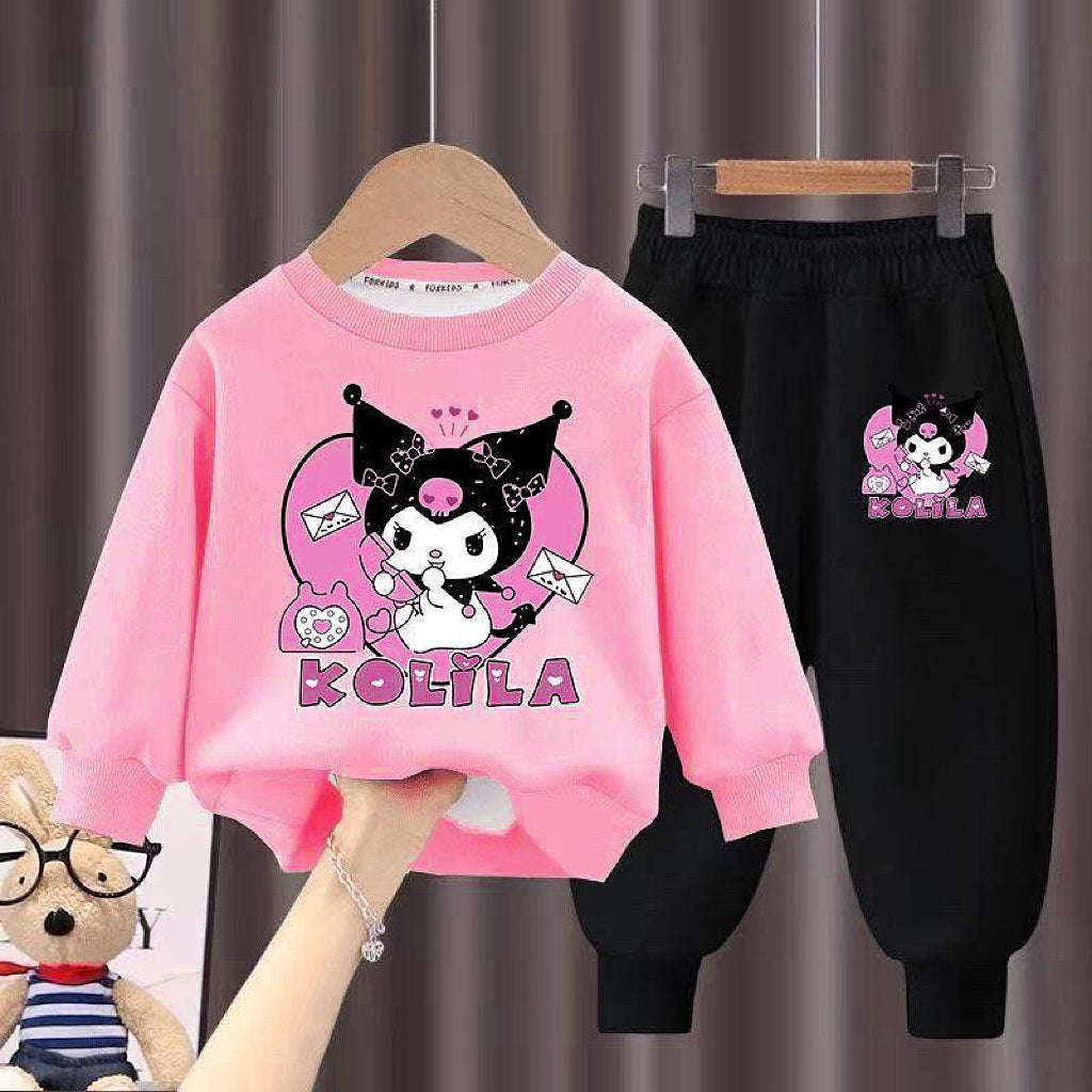 Minimalist Autumn 2 Pcs 2-13years Girls Pants Suit | Color: Pink | Image 1