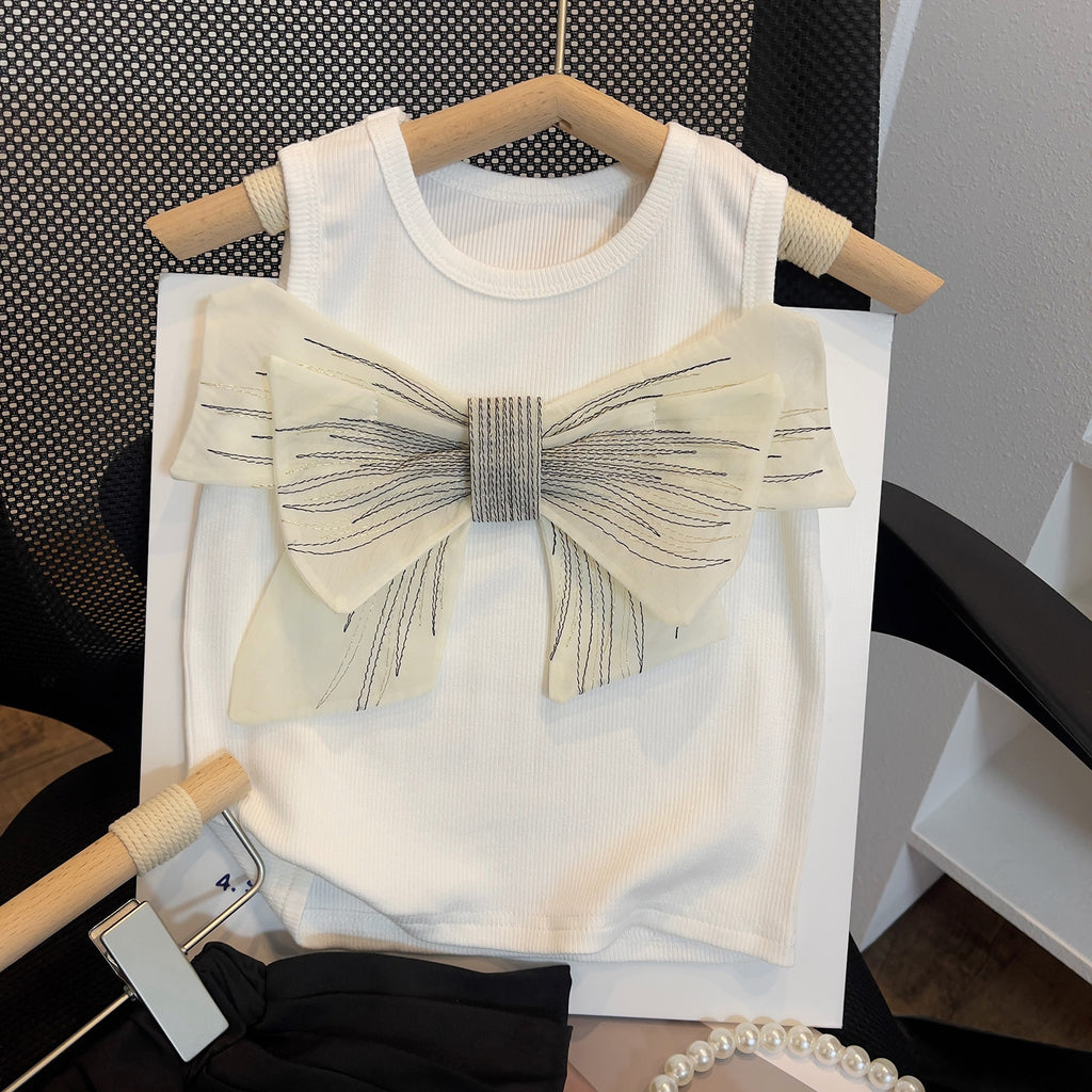 Trendy Summer 2-Piece Girls' Dress Suit, Ages 2-9 | Color: White | Image 3
