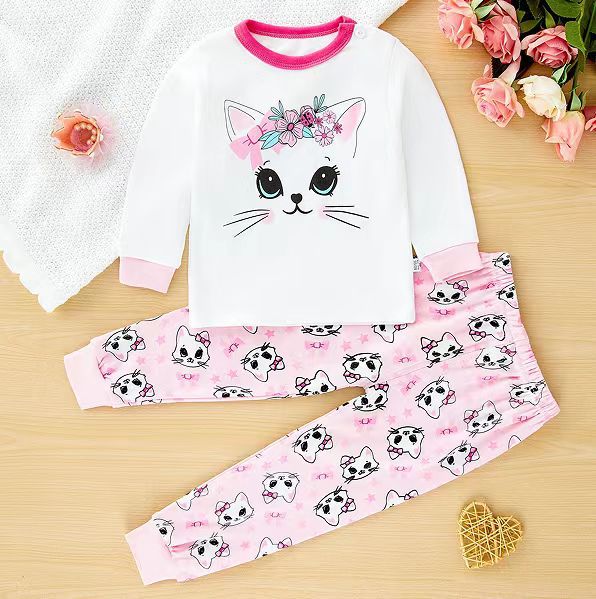 Minimalist Autumn 2-Piece Baby Girls' Pajama Set, Ages 6-24 Months | Color: Style 2 | Image 1