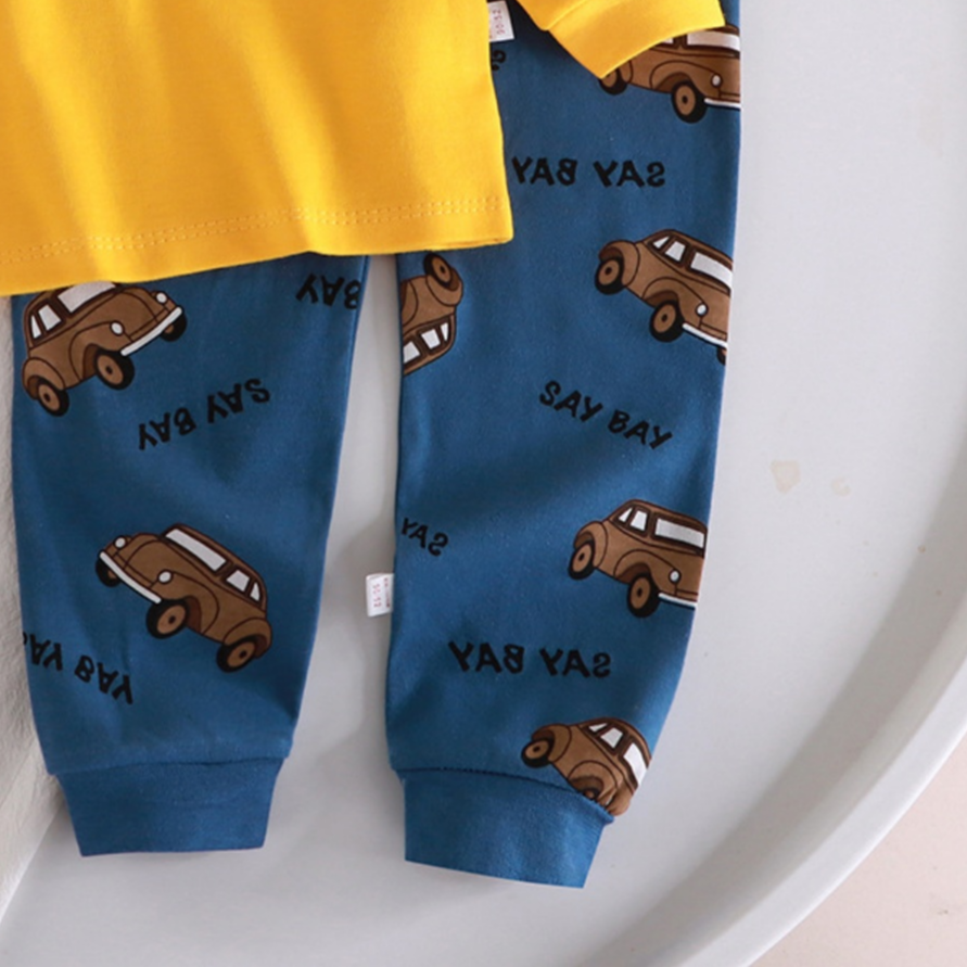 Minimalist Autumn 2-Piece Boys' Pajama Set, Ages 2-9 | Color: Yellow | Image 2
