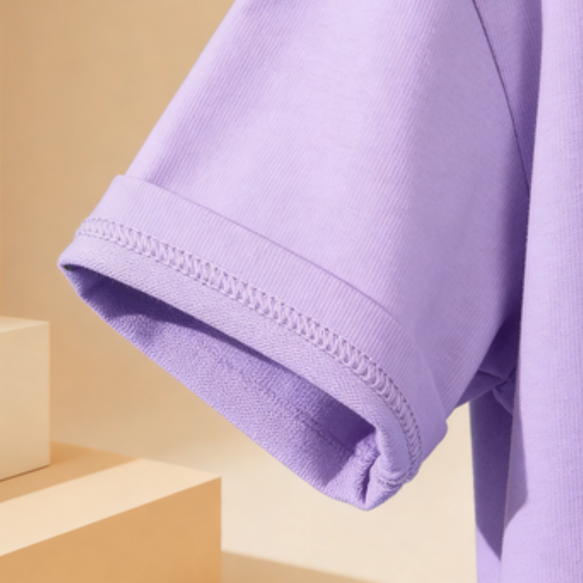Modern Chic All-Season Minimalist Summer Girls' T-Shirt, Ages 3-14 | Color: Purple | Image 3