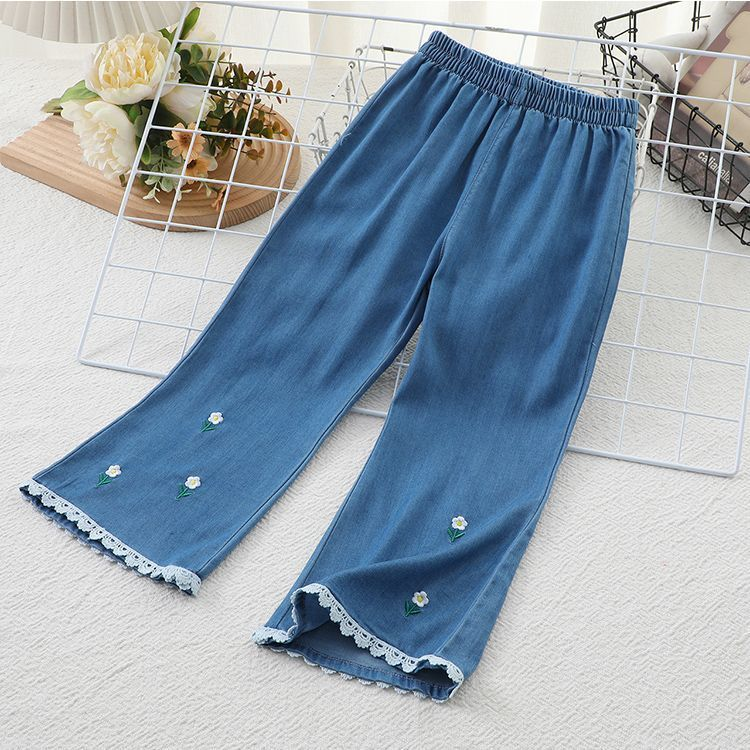 Minimalist Autumn Girls' Jeans, Ages 2-11 | Color: Deep Blue | Image 3