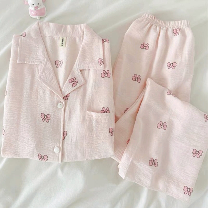 Sweet & Cute All-Season 2 Pcs Women 's Long Sleeve Sleep Set | Color: Light Pink | Image 1