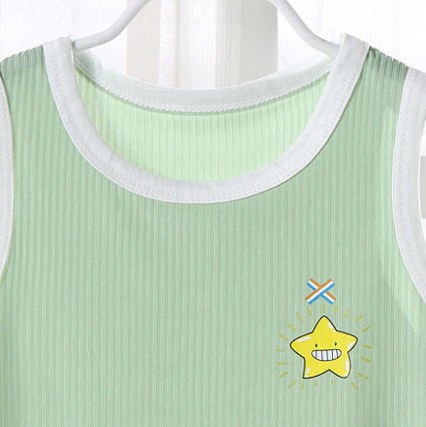 Minimalist Summer 2-Piece Boys' Pajama Set, Ages 2-7 | Color: Pea Green | Image 3