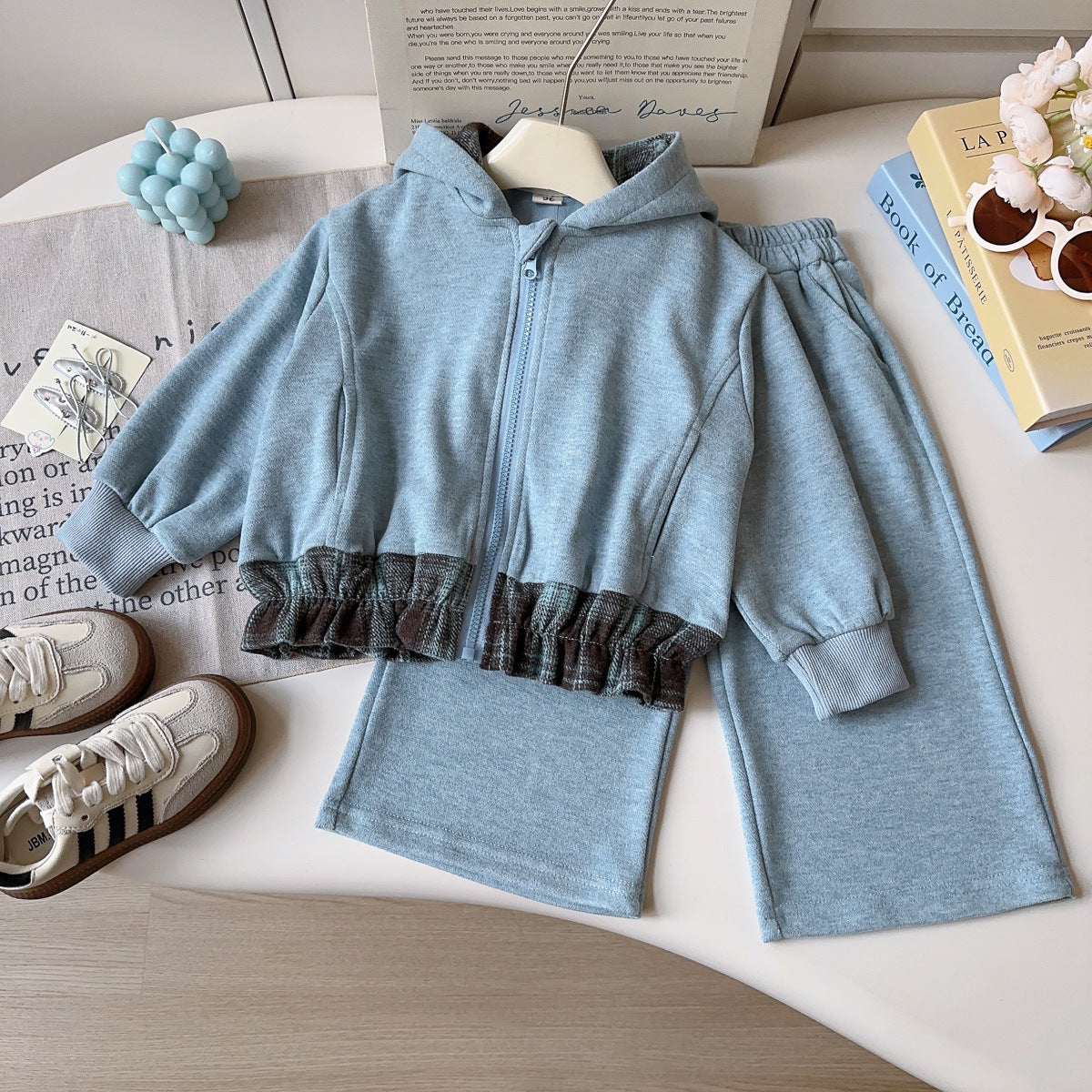 Trendy Spring 2-Piece Girls' Pants Suit, Ages 2-9 | Color: Blue | Image 2