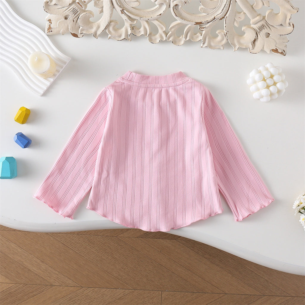 Minimalist Autumn Girls' T-Shirt, Ages 2-9 | Color: Pink | Image 3