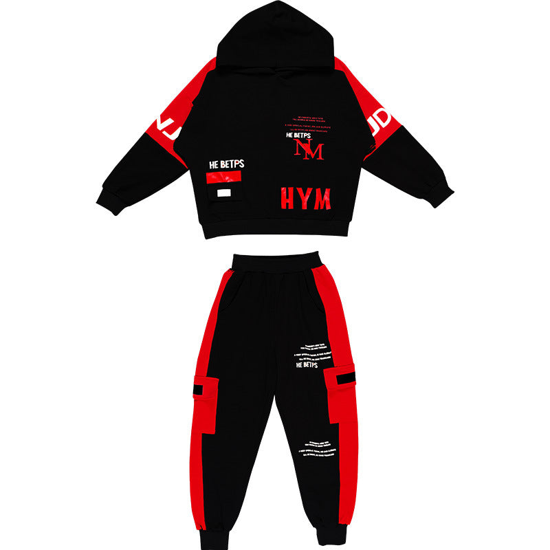 Casual Sporty Spring 2-Piece Boys' Pants Suit, Ages 4-13 | Color: Red | Image 3