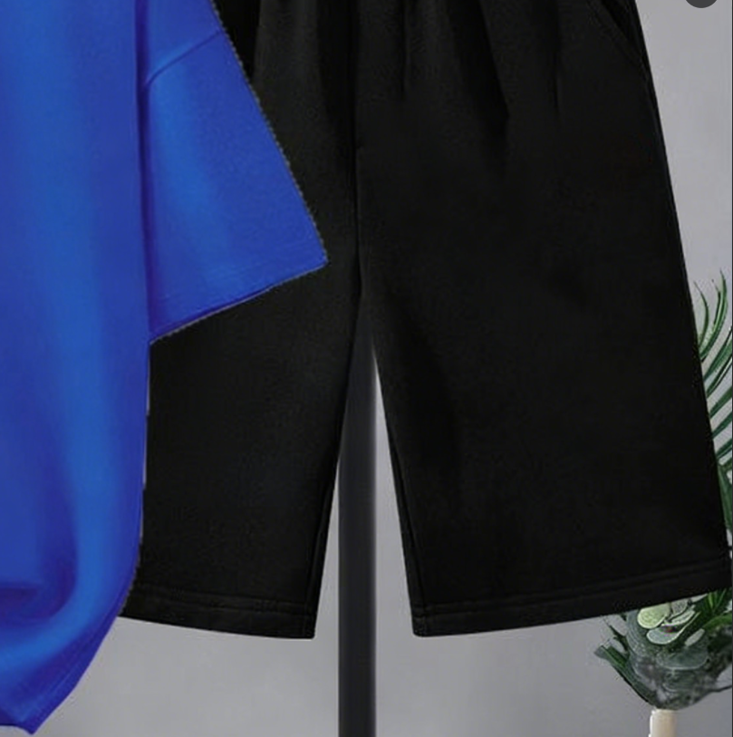 Modern Chic All-Season Minimalist Summer 2-Piece Boys' Pants Suit, Ages 3-14 | Color: Blue | Image 2