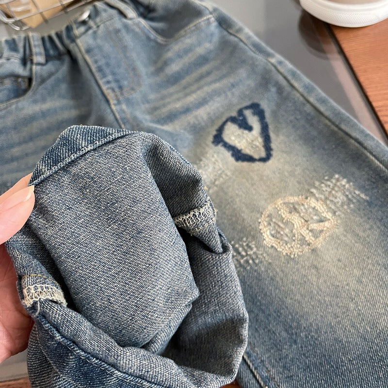 Modern Chic Trendy All-Season Girls' Loose Pants, Ages 2-9 | Color: Blue | Image 3