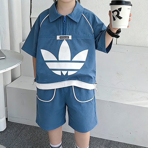 Modern Chic All-Season Casual Sporty Summer 2-Piece Boys' Pants Suit, Ages 2-11 | Color: Blue | Image 3