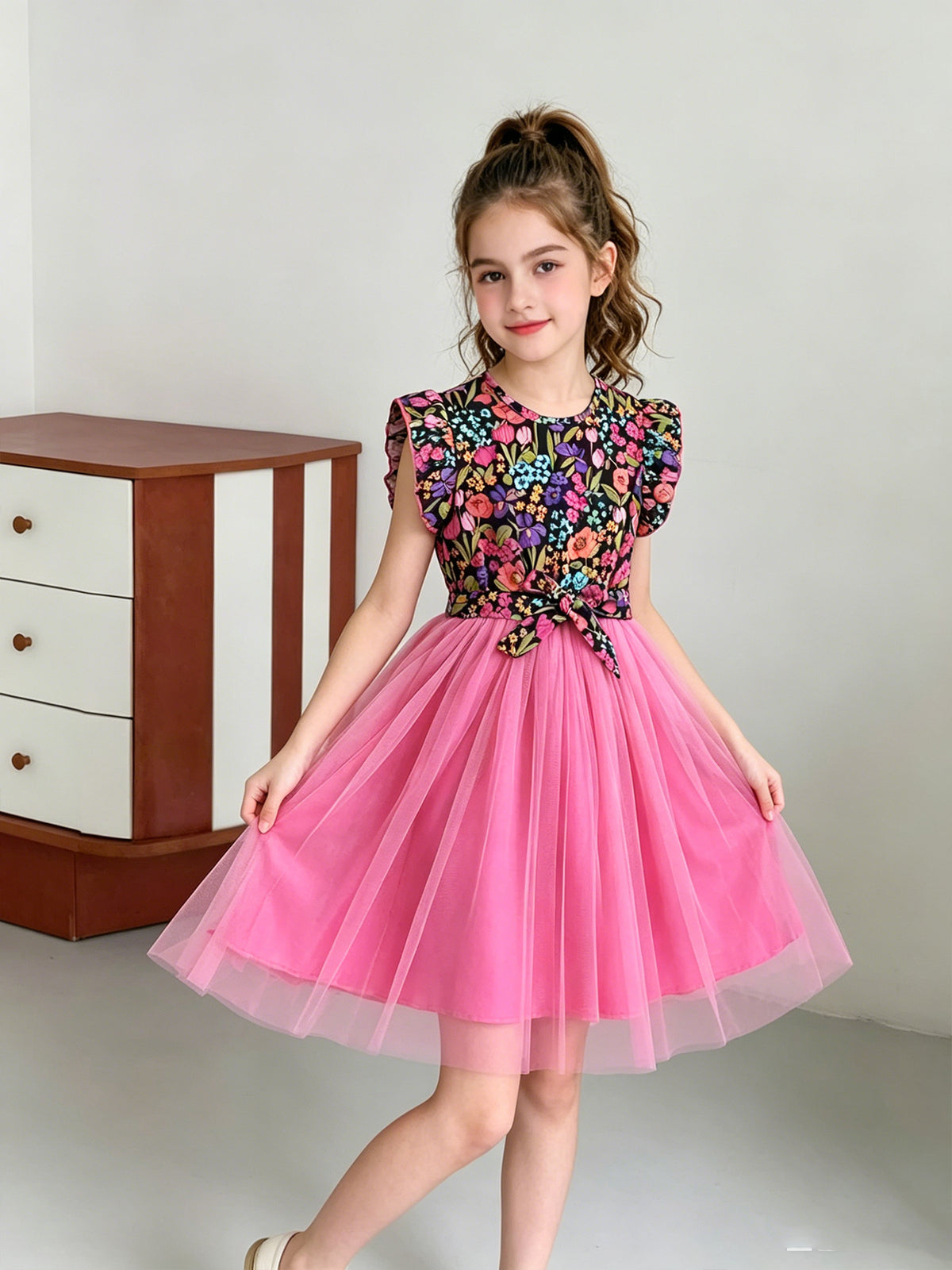 Sweet & Cute Summer Girls' A-Line Dress, Ages 8-12 | Color: Pink | Image 3