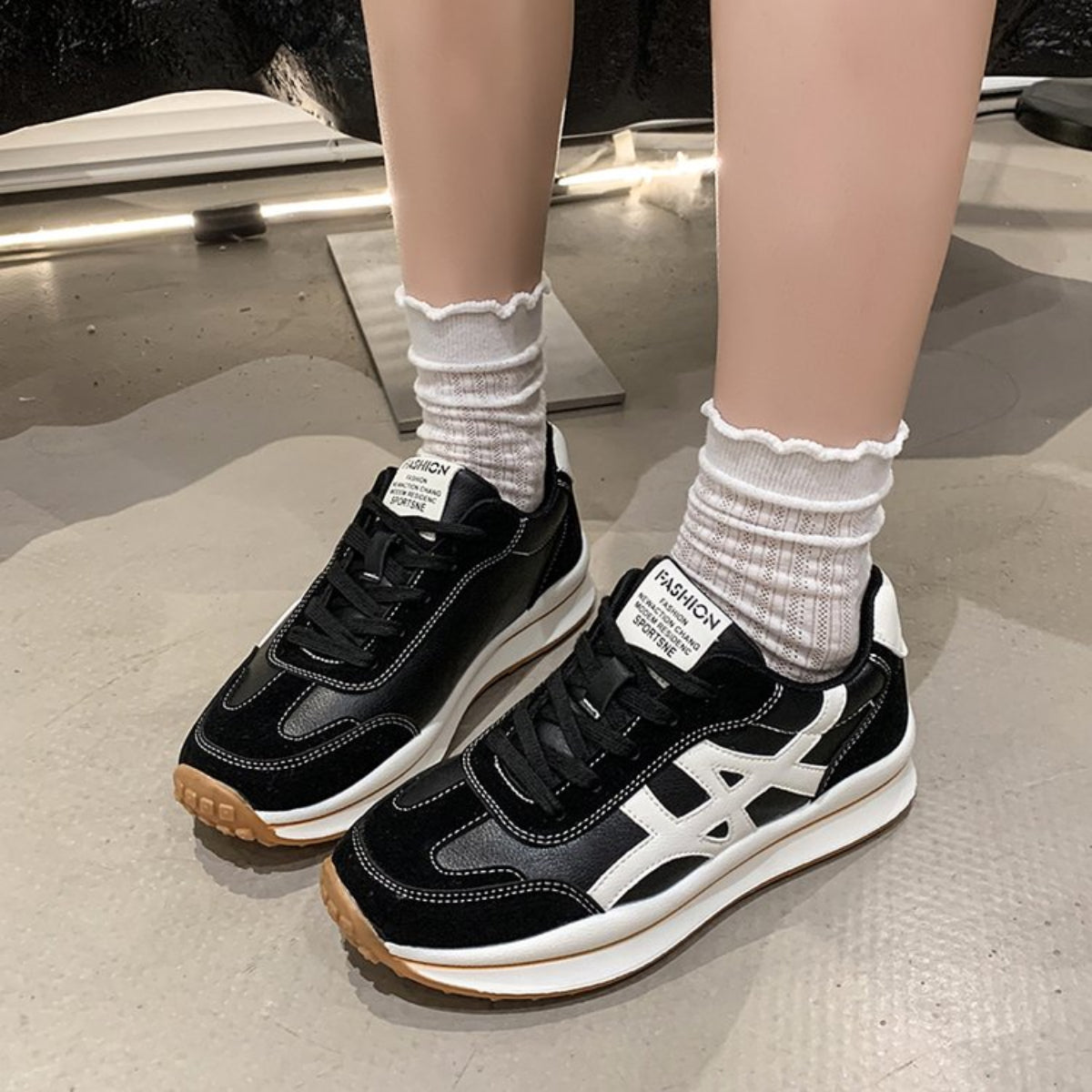 Modern Chic All-Season Others Women's Fashion Sneaker | Color: Black | Image 3
