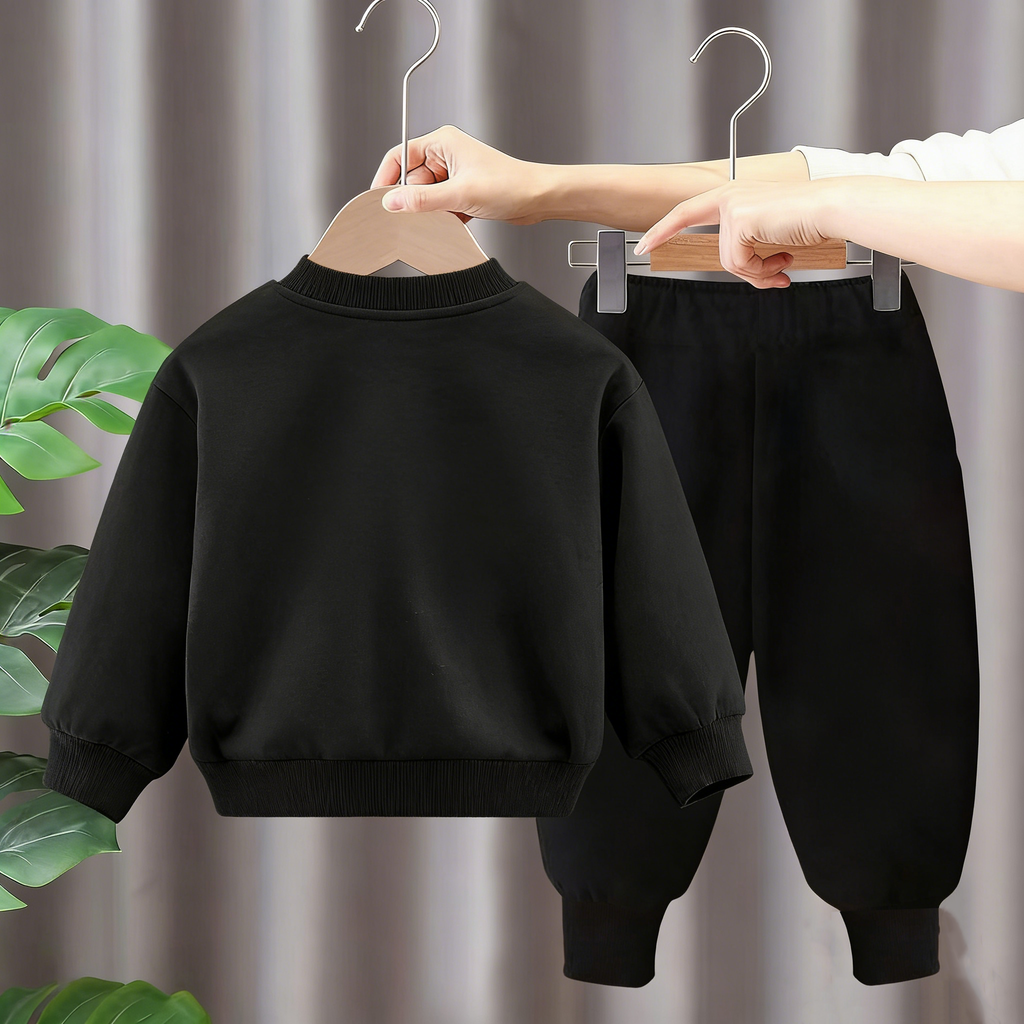 Modern Chic All-Season Minimalist Autumn 2-Piece Boys' Pants Suit, Ages 2-13 | Color: Black | Image 1