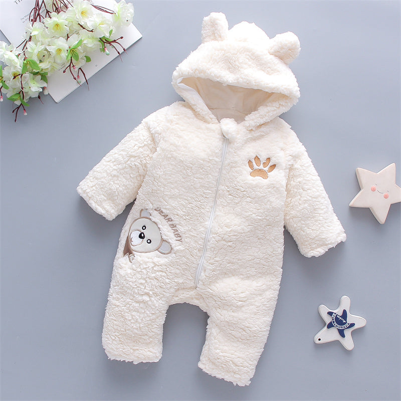 Minimalist Winter Unisex Baby Jumpsuit, Ages 3-24 Months | Color: White | Image 1