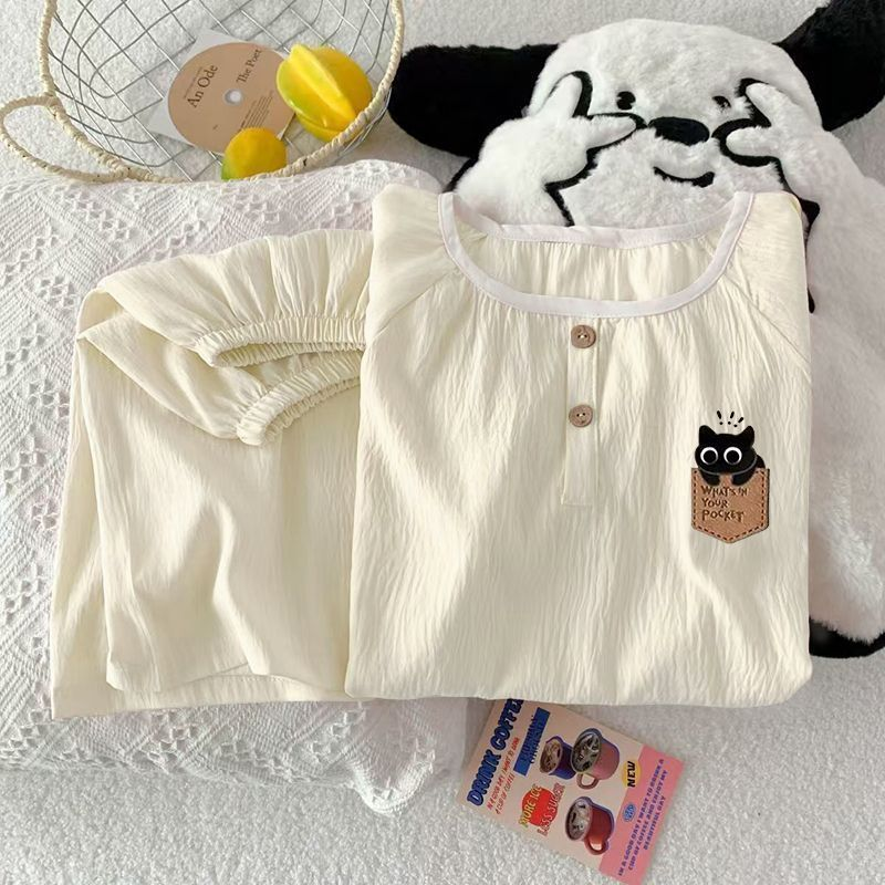 Modern Chic All-Season Minimalist Summer 1 Pair Women 's Short  Sleeve Sleep Set | Color: Style 3 | Image 1