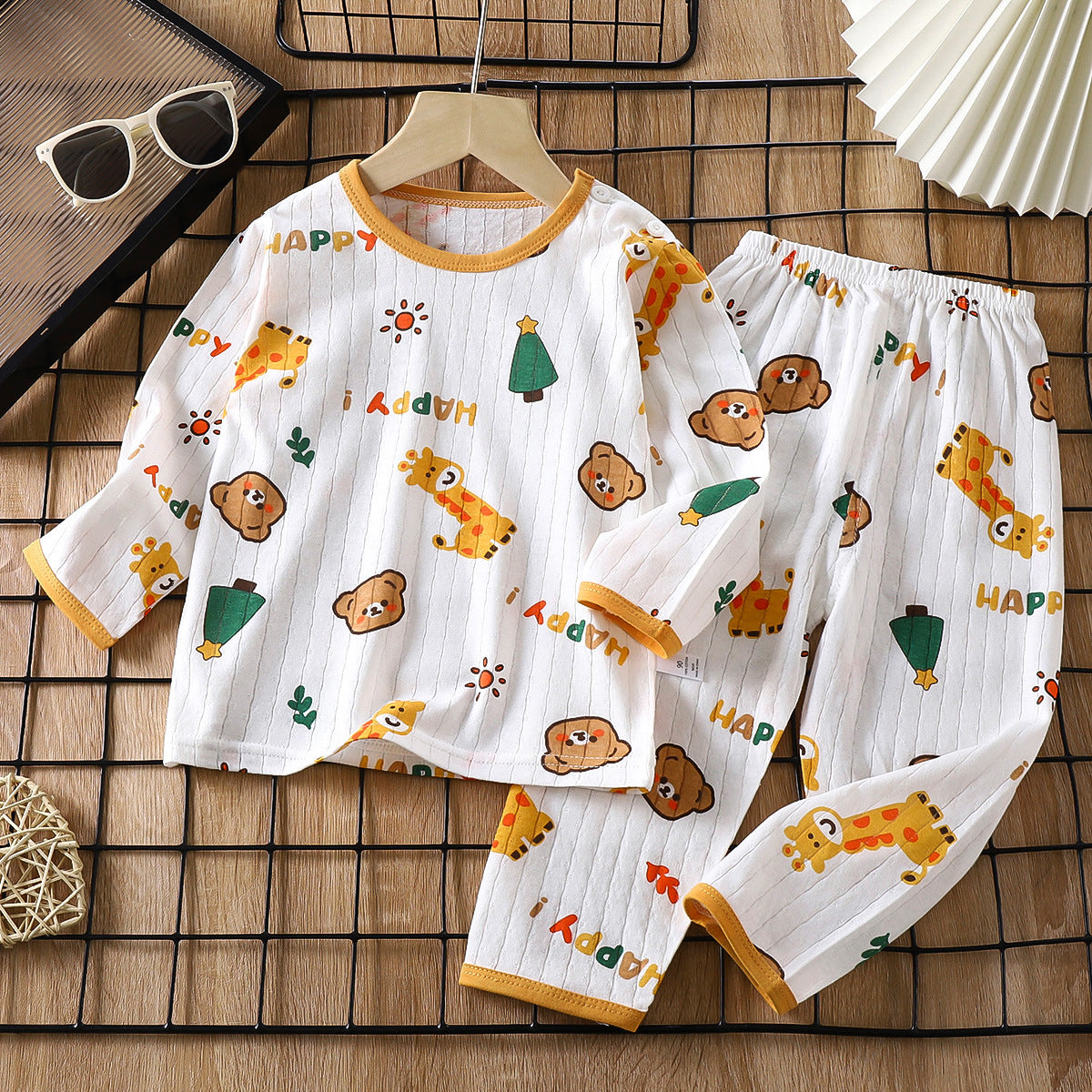 Casual Sporty Summer 2-Piece Unisex Kids' Pajama Set, Ages 2-13 | Color: Style 1 | Image 1