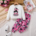 Trendy Autumn 2-Piece Girls' Pants Suit, Ages 3-9 | Color: White | Image 1