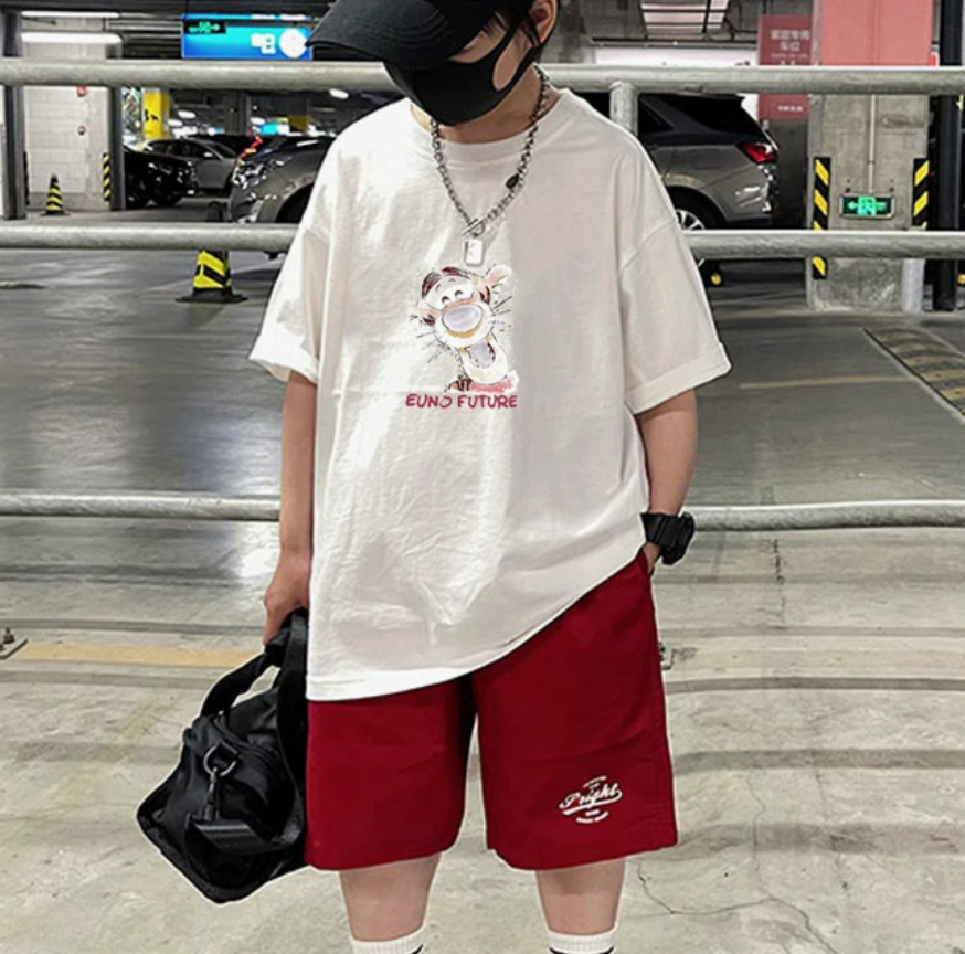 Modern Chic All-Season Casual Sporty Summer 2-Piece Boys' Pants Suit, Ages 4-14 | Color: White | Image 3