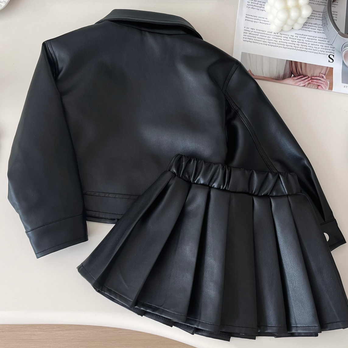 Modern Chic All-Season Trendy Autumn 2-Piece Girls' Dress Suit, Ages 2-9 | Color: Black | Image 3