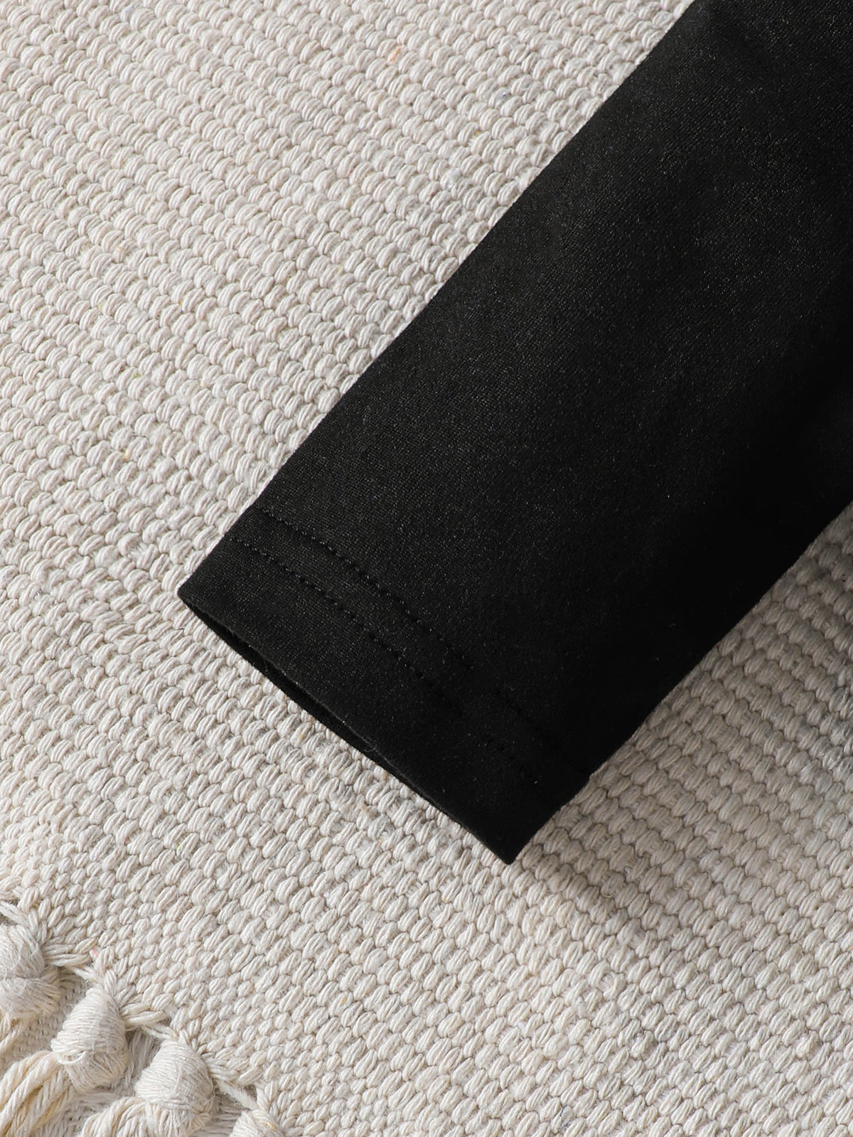 Modern Chic Minimalist All-Season Unisex Baby Jumpsuit, Ages 0-6 Months | Color: Black | Image 3