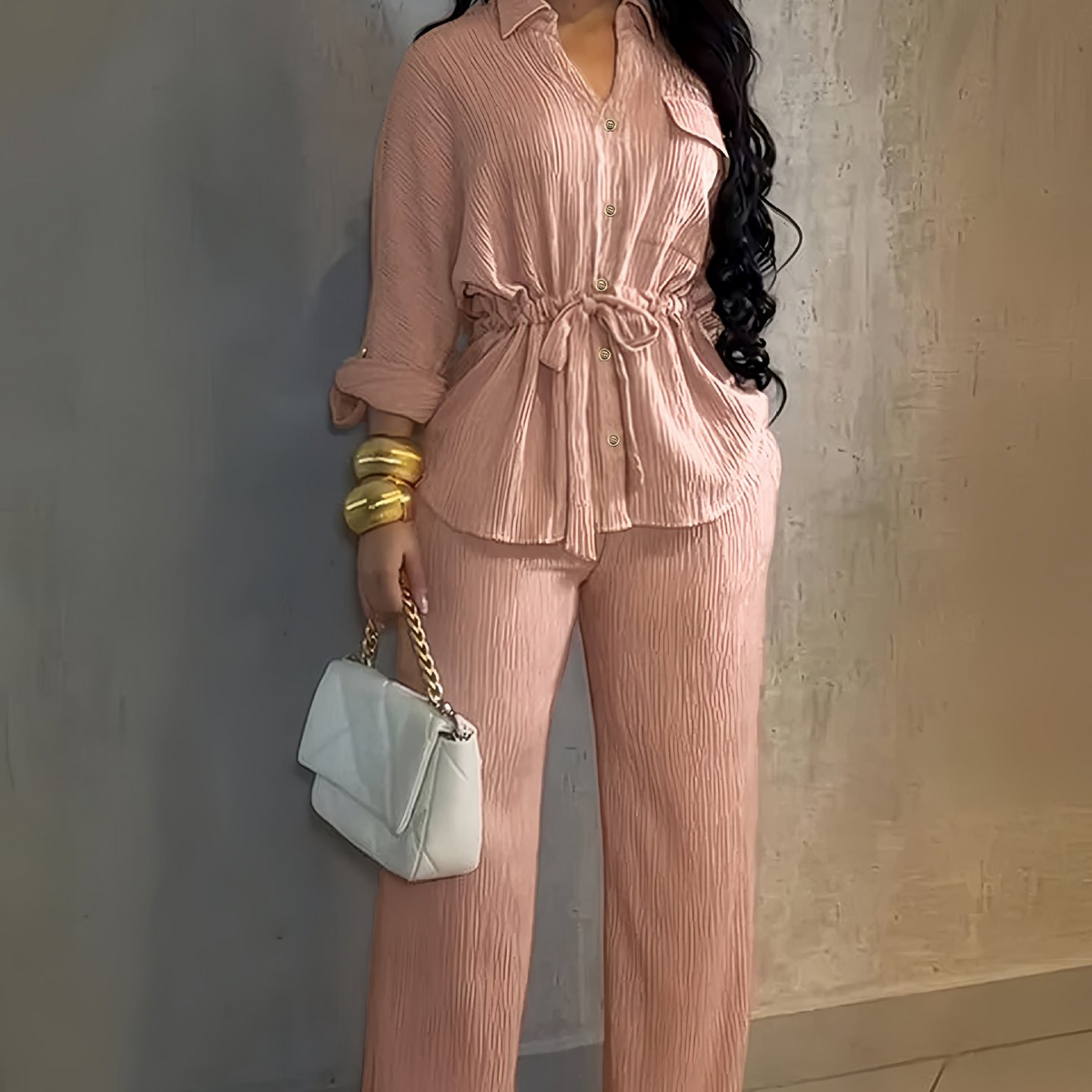 Minimalist Summer Shirt Set | Color: Pink | Image 1