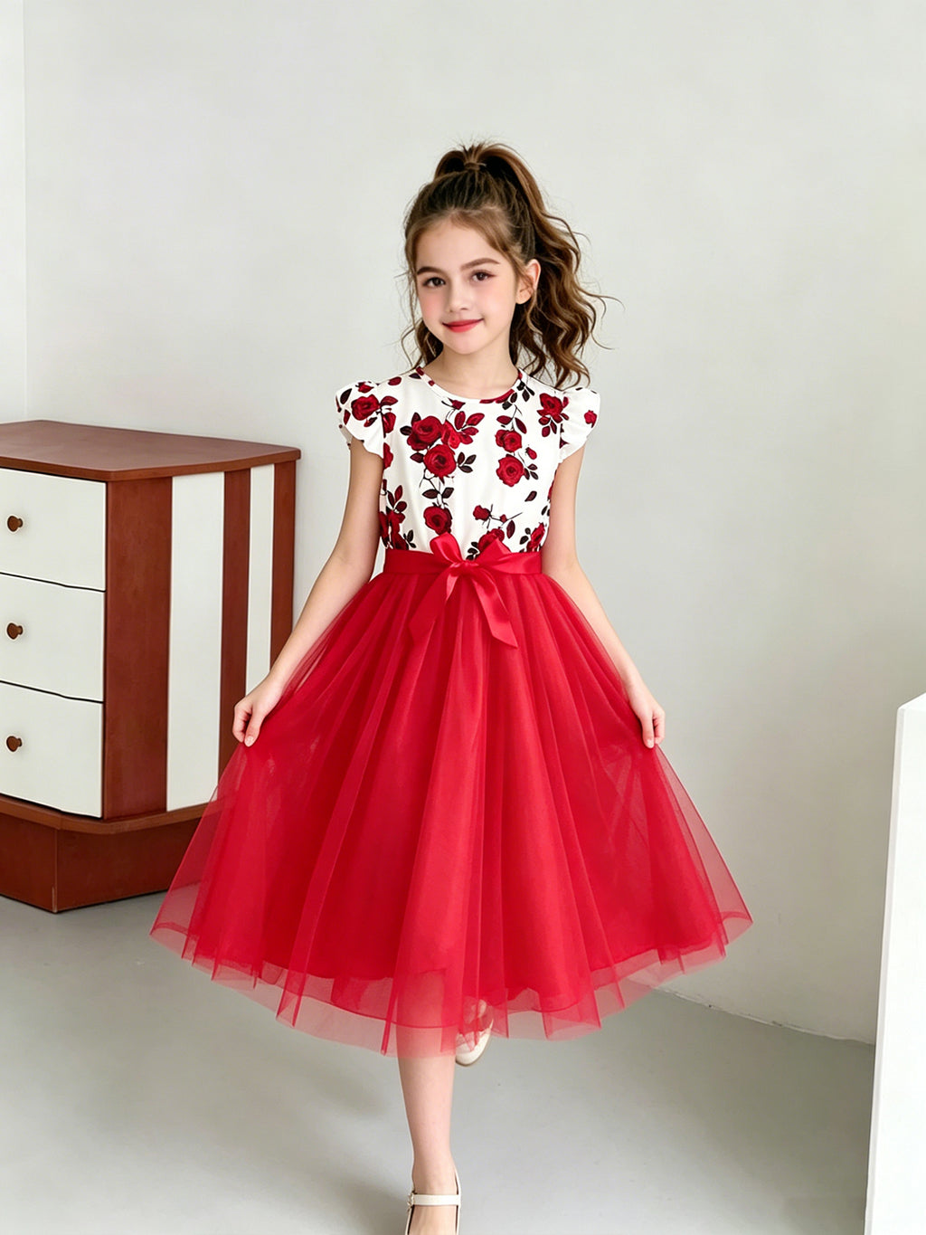 Sweet & Cute Summer Girls' A-Line Dress, Ages 11-12 | Color: Red | Image 2
