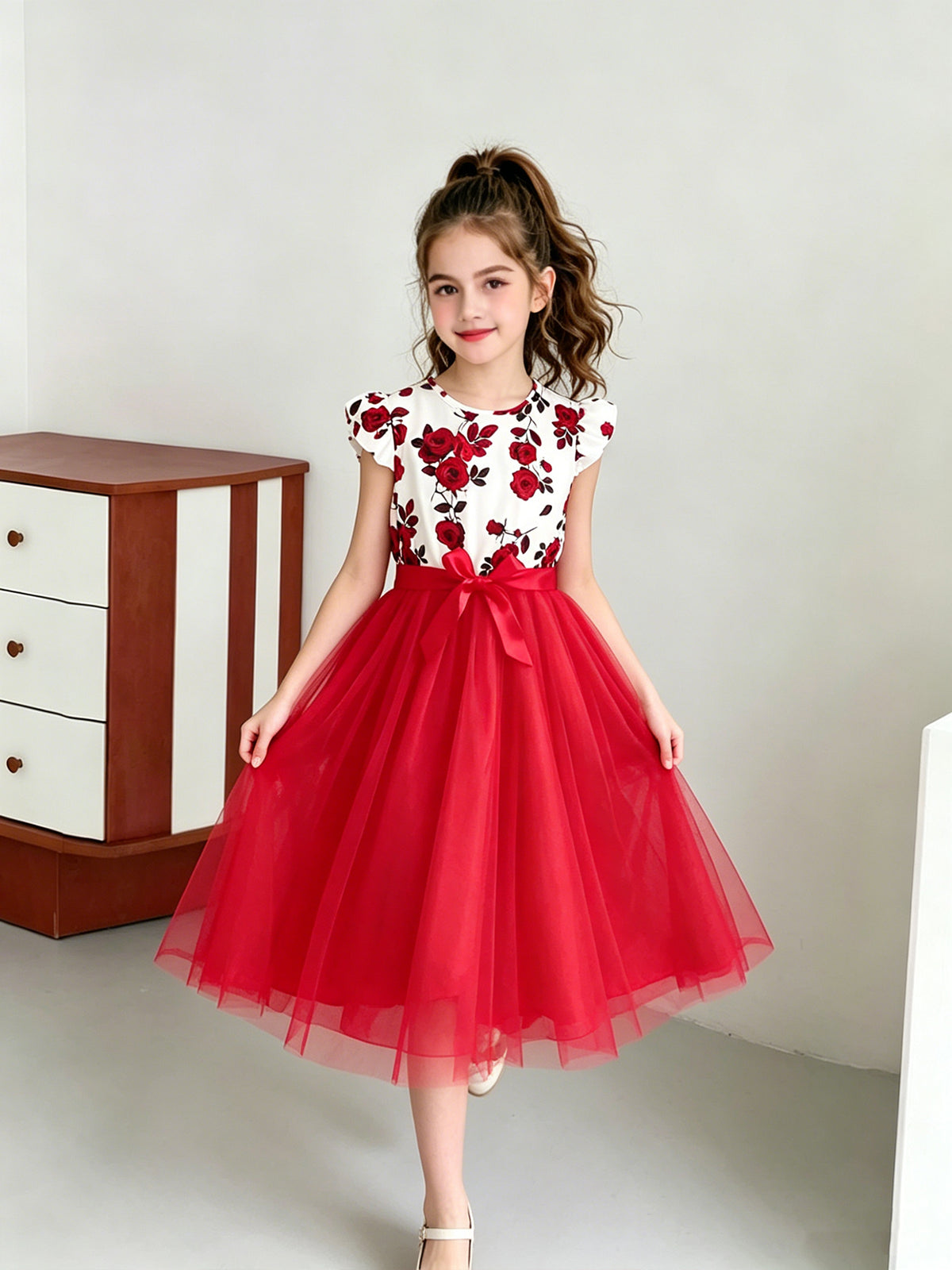 Sweet & Cute Summer Girls' A-Line Dress, Ages 11-12 | Color: Red | Image 2