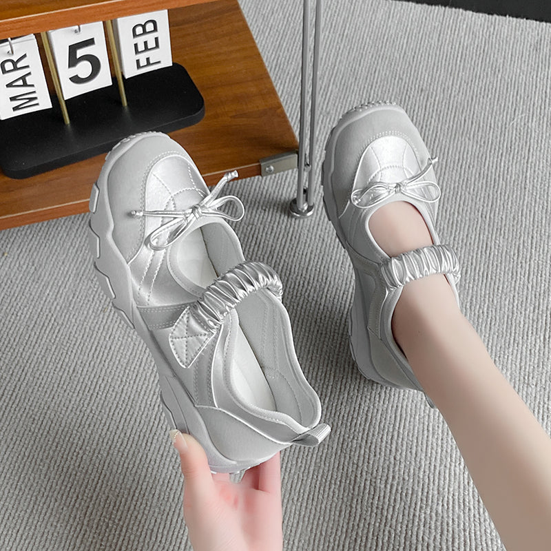 Modern Chic All-Season PU/Artificial Leather/Microfiber Leather Women's Casual Shoes | Color: Silver | Image 1
