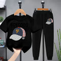 Minimalist Summer 2-Piece Boys' Pants Suit, Ages 2-13 | Color: Black | Image 1