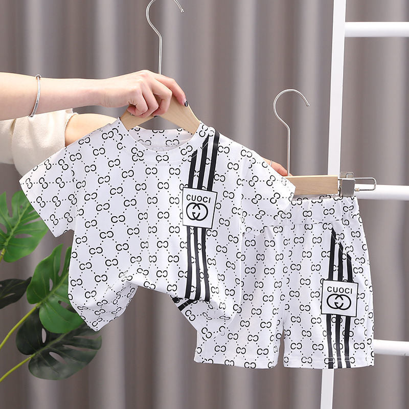 Modern Chic All-Season Minimalist Summer 2-Piece Boys' Pants Suit, Ages 2-9 | Color: White | Image 1