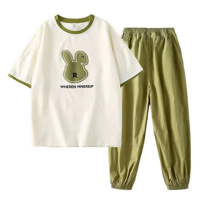 Minimalist Summer 2-Piece Girls' Pants Suit, Ages 4-14 | Color: As the Picture | Image 2