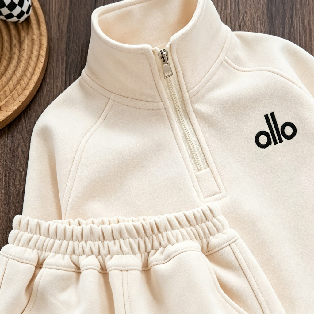 Modern Chic All-Season Casual Sporty Autumn 2-Piece Boys' Pants Suit, Ages 4-14 | Color: Beige | Image 3