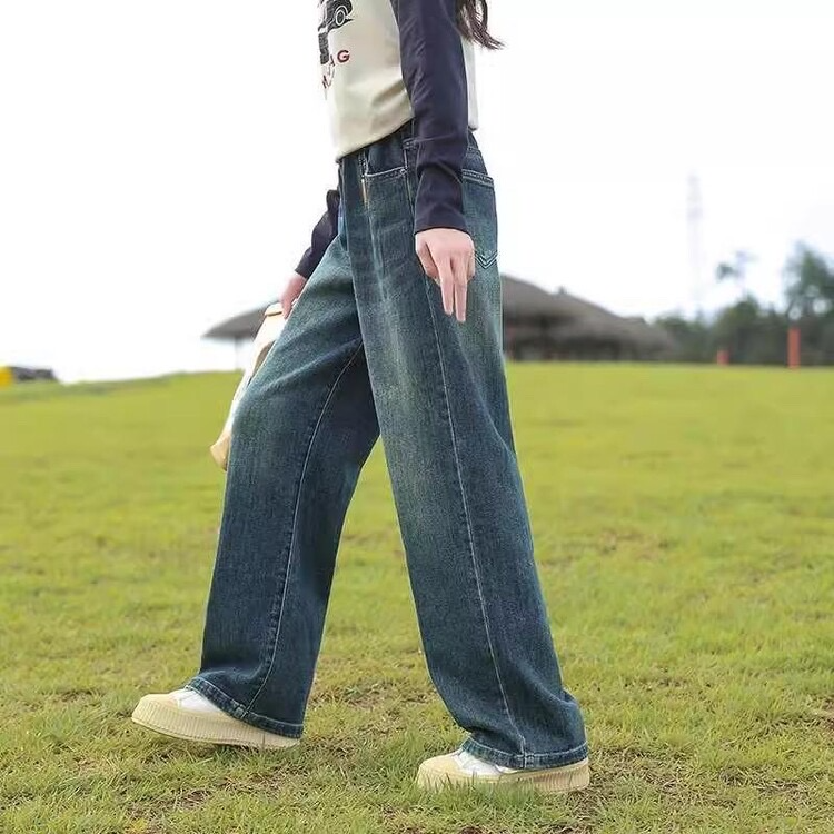 Casual Sporty Autumn Girls' Jeans, Ages 4-14 | Color: Blue | Image 2