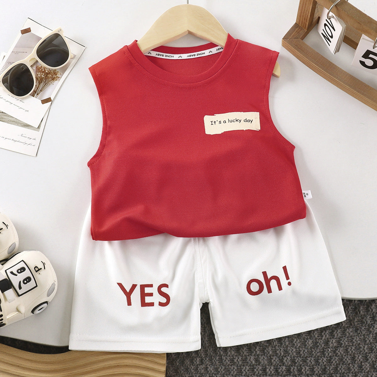Casual Sporty Summer 2-Piece Boys' Pants Suit, Ages 2-7 | Color: Style 2 | Image 1
