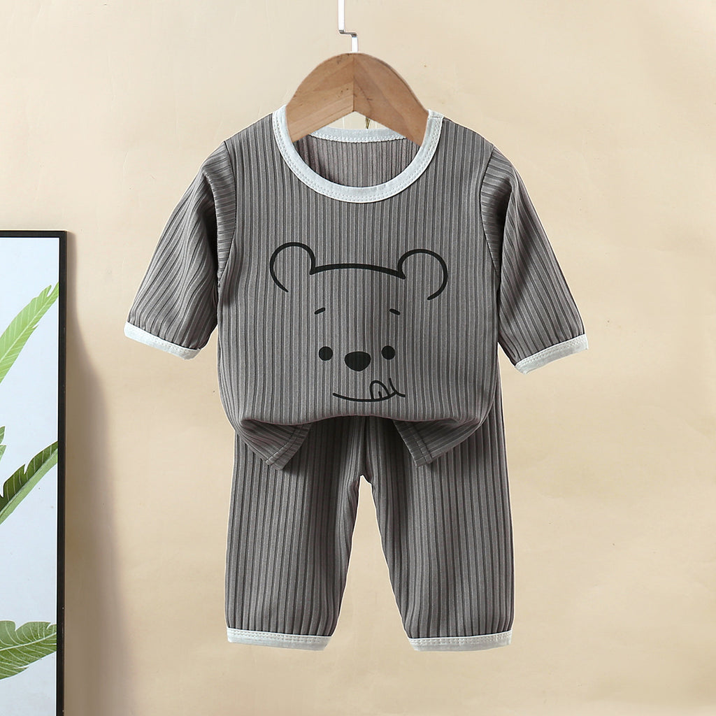 Minimalist Summer 2-Piece Unisex Kids' Pajama Set, Ages 2-9 | Color: Grey | Image 1