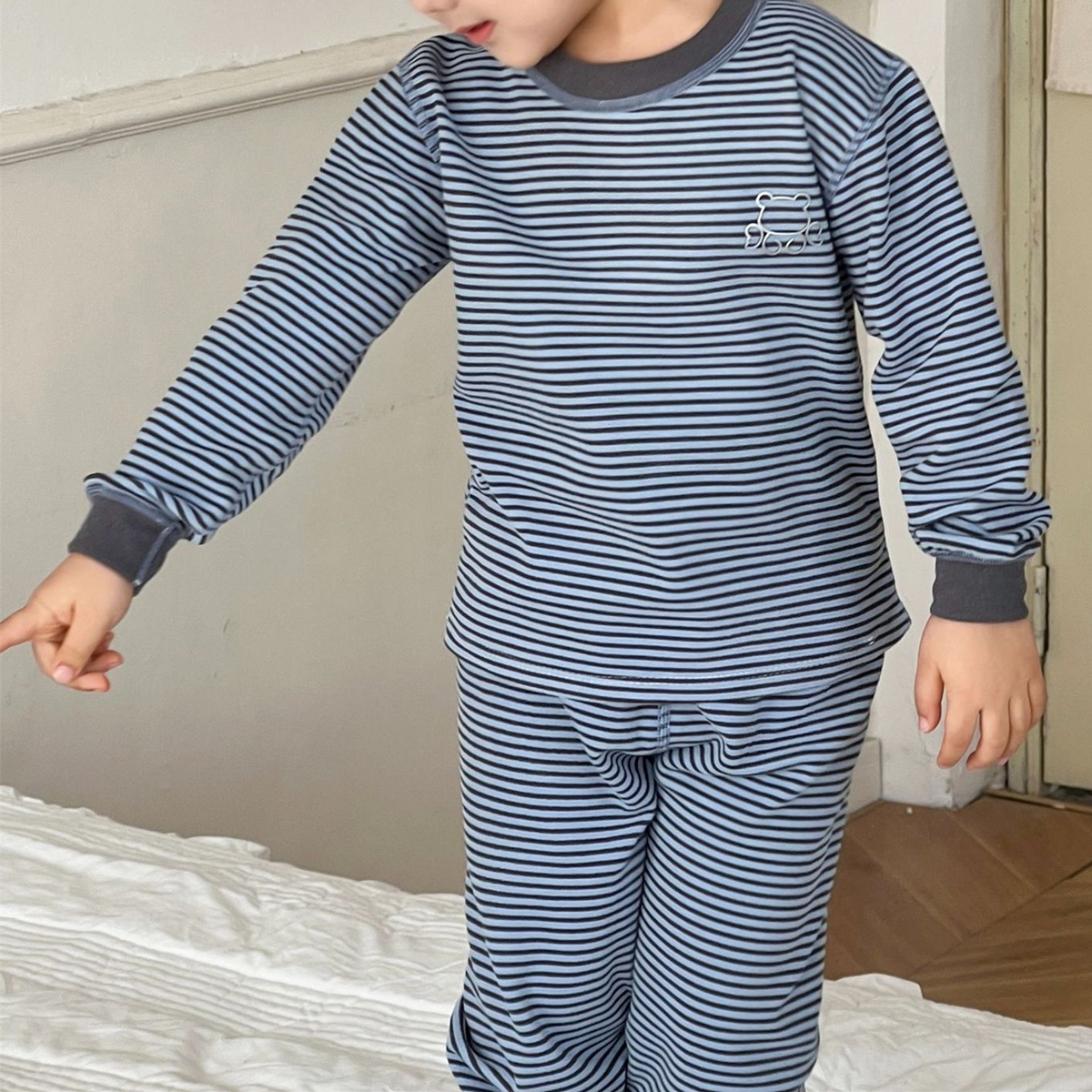 Minimalist Winter 2-Piece Boys' Pajama Set, Ages 2-9 | Color: Blue | Image 2