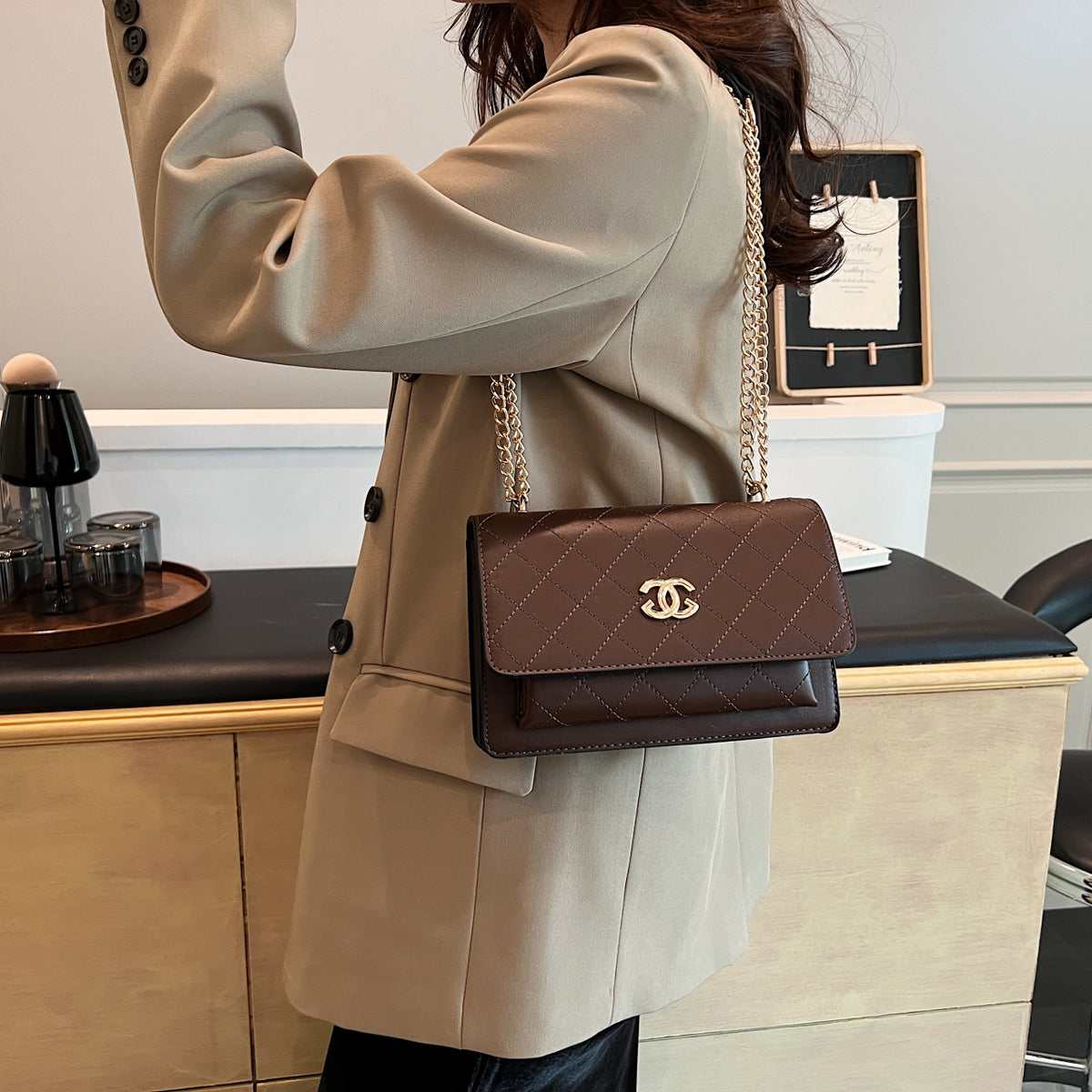 Modern Chic All-Season PU/Artificial Leather/Microfiber Leather Women's Crossbody Bags Other Bags | Color: Coffee | Image 3