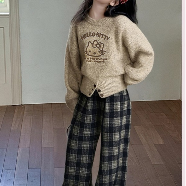 Modern Chic All-Season Casual Sporty Winter Girls' Sweater, Ages 4-14 | Color: As the Picture | Image 1