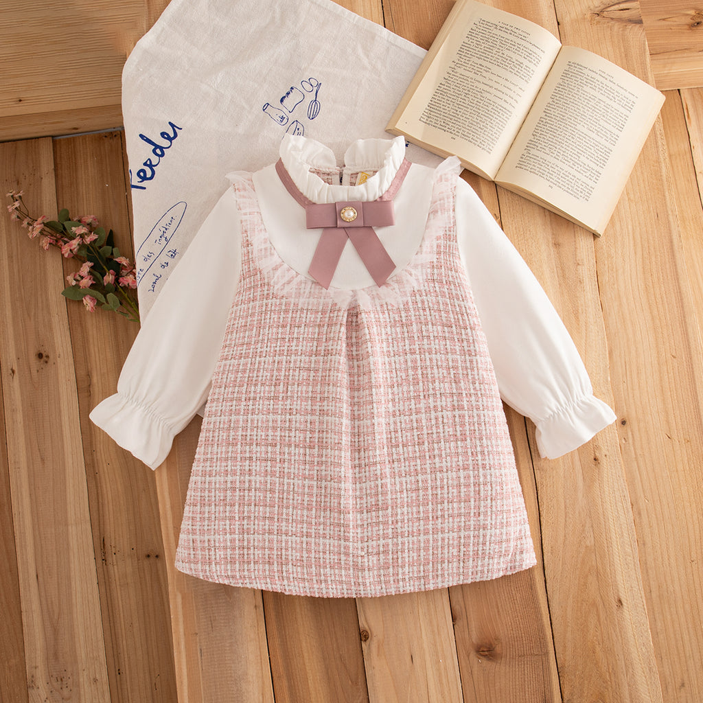 Elegant Autumn Baby Girls' Dress, Ages 9-24 Months | Color: Pink | Image 1