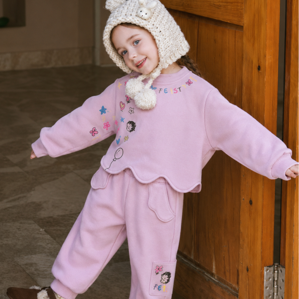 Sweet & Cute Autumn 2-Piece Girls' Pants Suit, Ages 2-9 | Color: Purple | Image 1