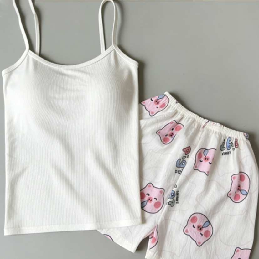 Sweet Feminine Summer 2 Pcs Women 's Sleeveless Sleep Set | Color: Style 1 | Image 2