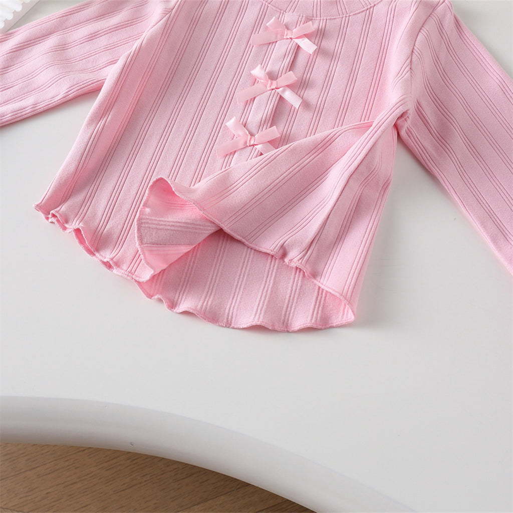 Minimalist Autumn Girls' T-Shirt, Ages 2-9 | Color: Pink | Image 2