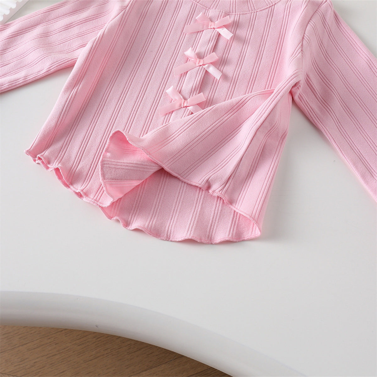 Minimalist Autumn Girls' T-Shirt, Ages 2-9 | Color: Pink | Image 2