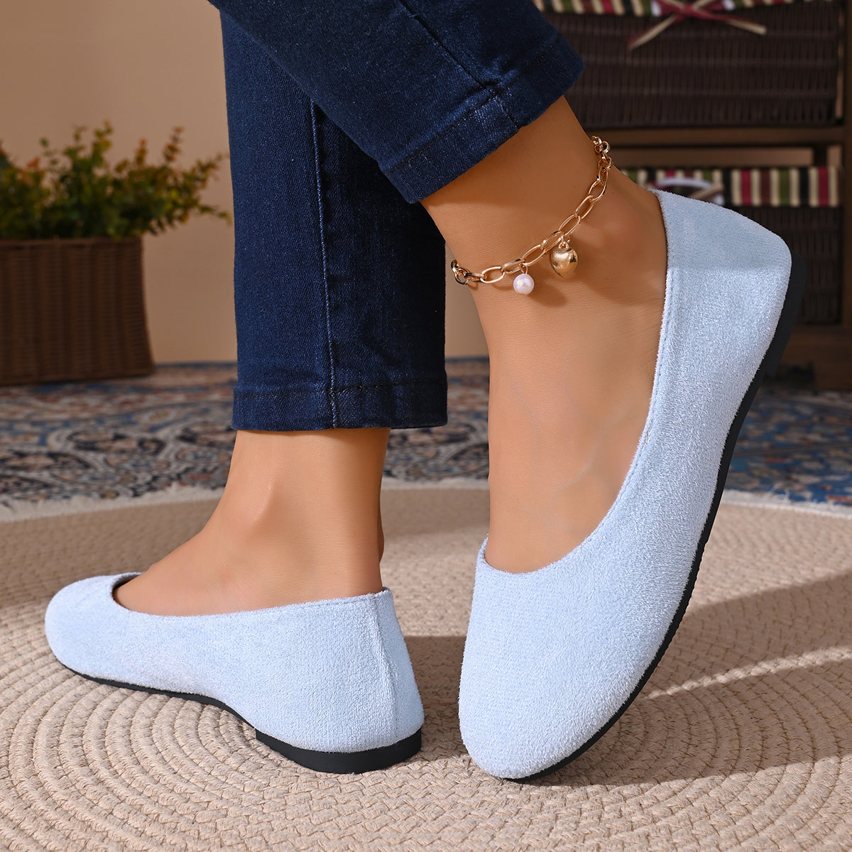 Modern Chic All-Season Cloth / Textile Women's Flat Shoes | Color: Sky Blue | Image 3
